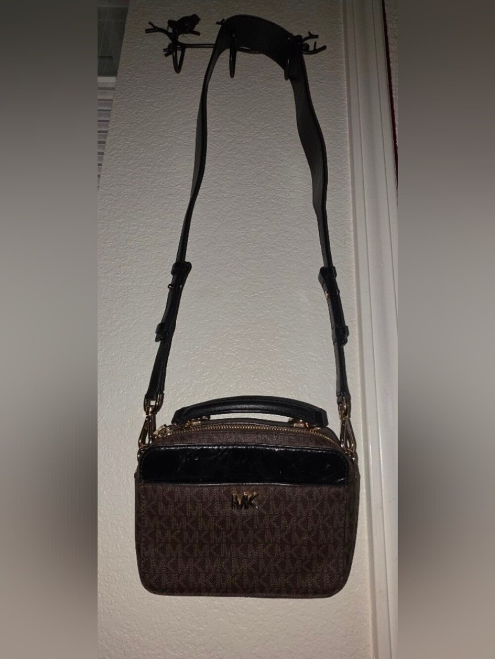 Michael Kors Brown MK Monogram Crossbody Bag - Picture 8 of 8